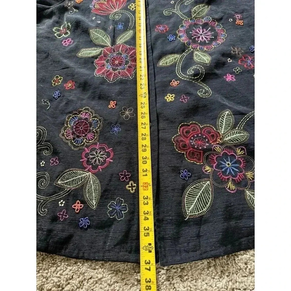 ANNE CARSON Women's 70% Silk Artsy Embroidered Floral Beaded Jacket Cardigan 2X - Picture 11 of 11